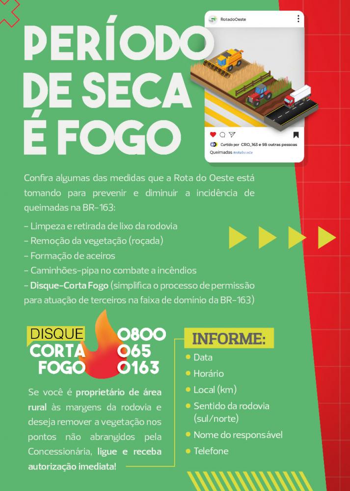 Após redução dos focos de incêndio, Disque-Corta Fogo está de volta à BR-163/MT
