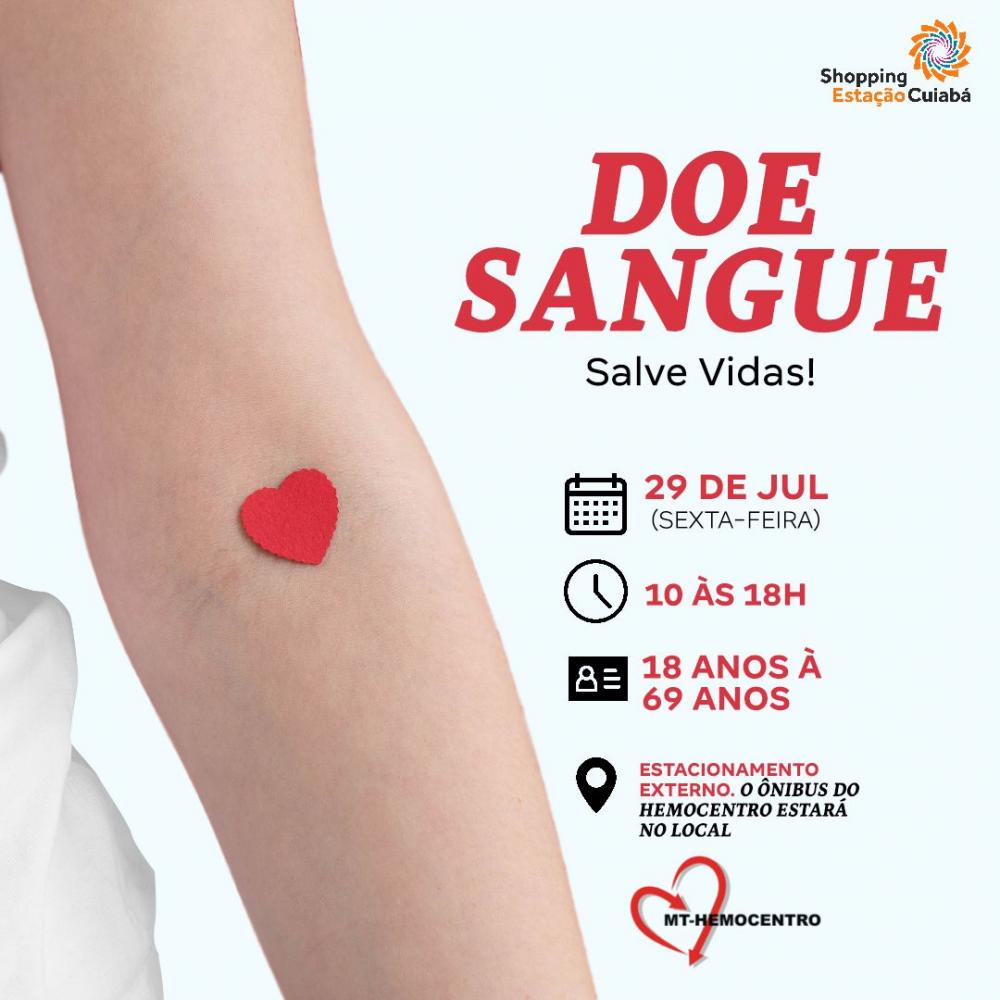 Ônibus do Hemocentro estará no Shopping Estação Cuiabá nesta sexta-feira (29)