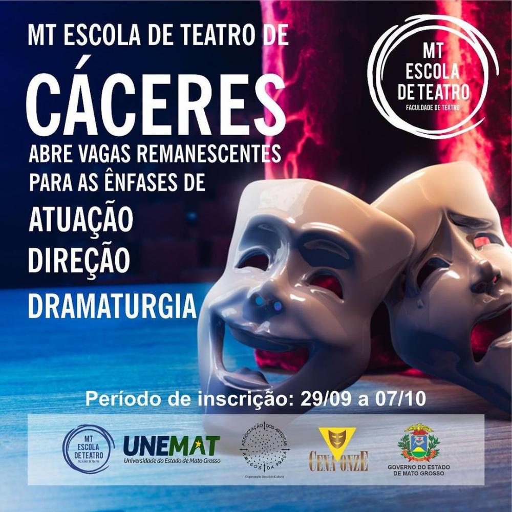 Unemat divulga edital com vagas remanescentes do Curso Superior de Tecnologia em Teatro em Cáceres