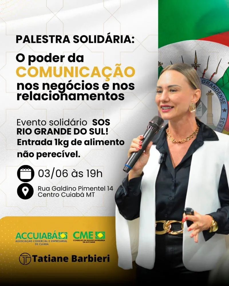 ACCuiabá e Conselho da Mulher Empresária promovem evento na segunda (03) para auxiliar vítimas das enchentes no RS