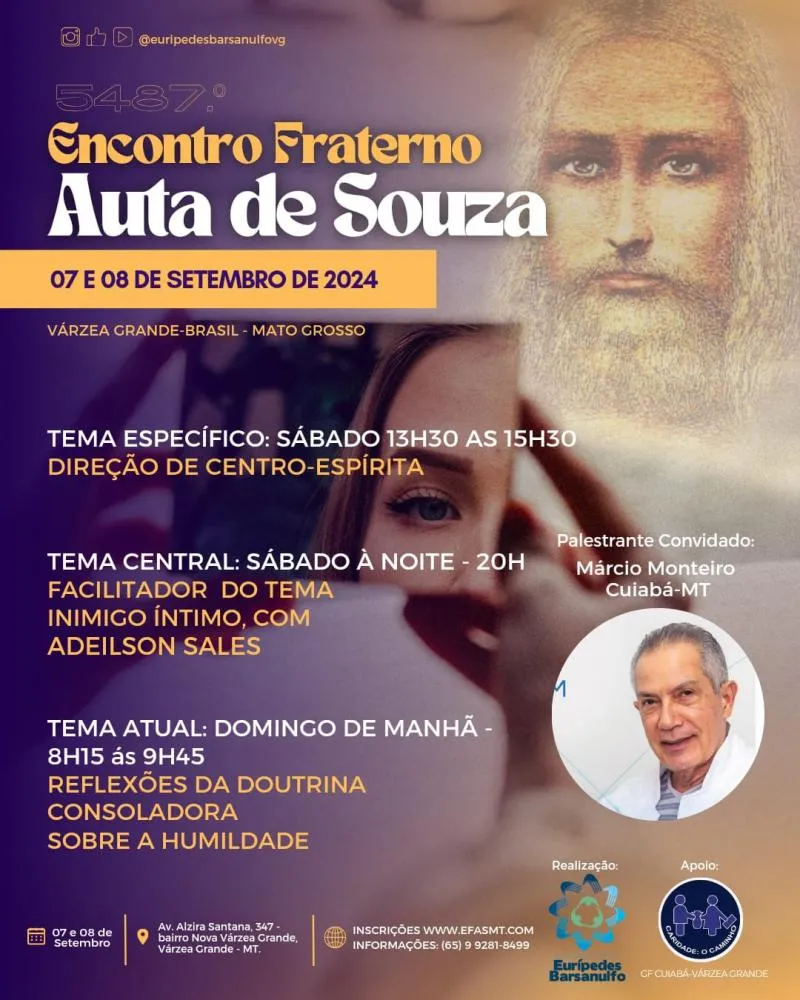 Evento espírita em Várzea Grande debate autoconhecimento e transformação pessoal com o tema “Inimigo Íntimo”