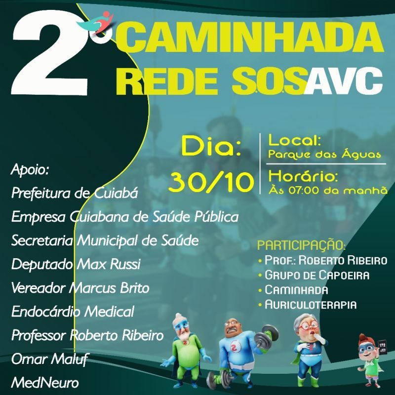 Com polo de vacinação contra Covid-19, Parque das Águas recebe caminhada em conscientização sobre prevenção ao AVC