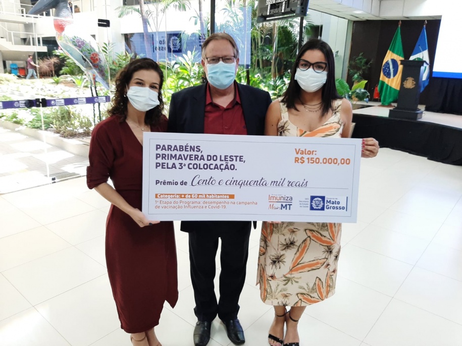 Desempenho em vacinação garante a Primavera do Leste prêmio do Imuniza Mais MT