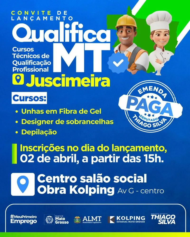 Depuatdo Thiago Silva realiza projeto Qualifica MT com inscrições a partir desta quarta-feira (2)