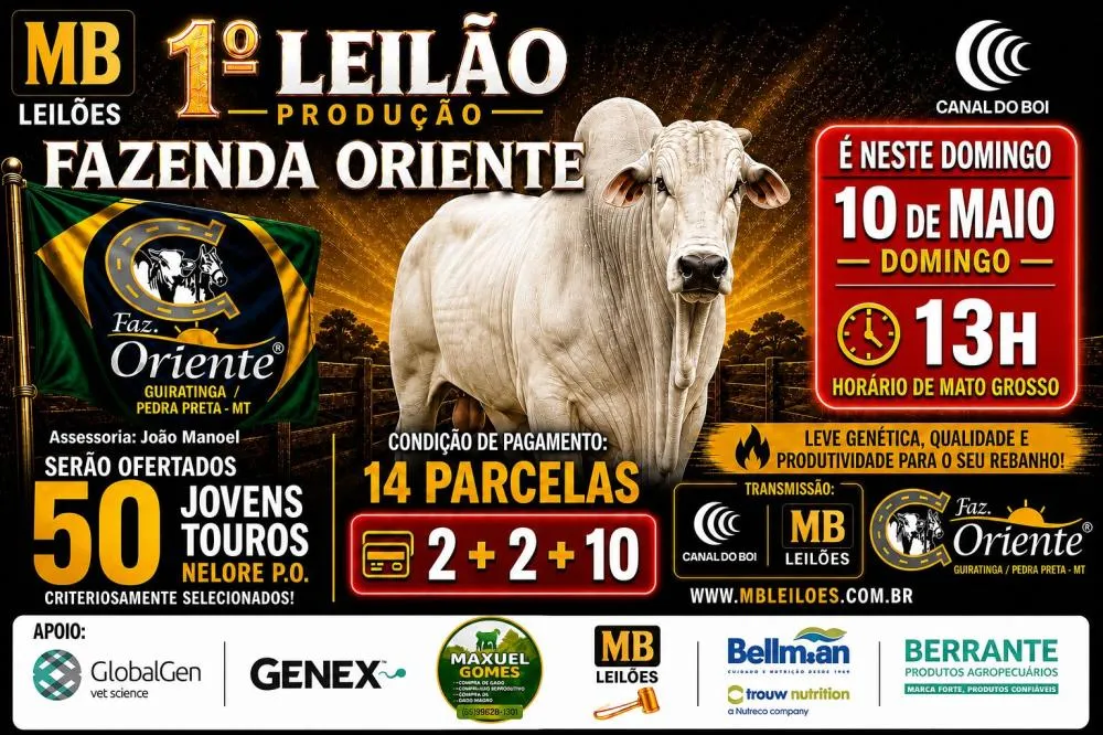 Fábio Barros vai realizar 1º Leilão produção Fazenda Oriente 