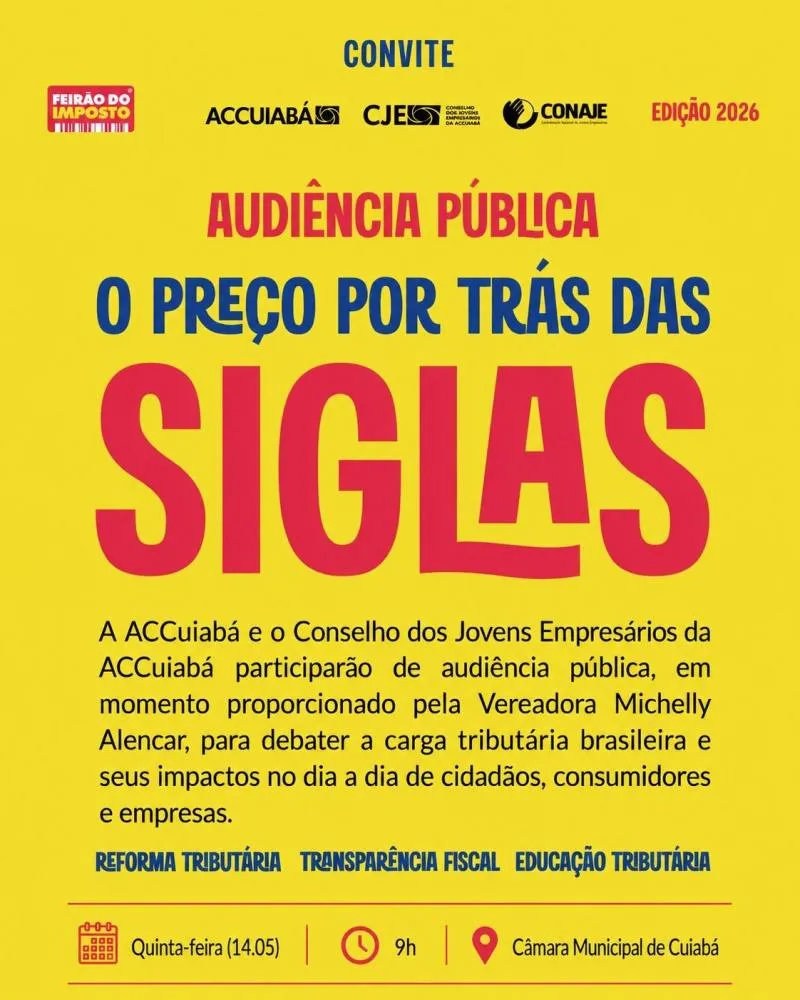 Audiência pública sobre o peso dos impostos acontece nesta quinta (14)