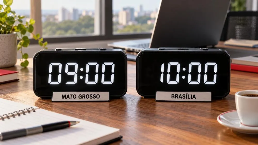 Reunião às 10h de Brasília? Em Mato Grosso, é às 9h. Entenda o UTC-4 e veja como evitar confusão com horários e prazos