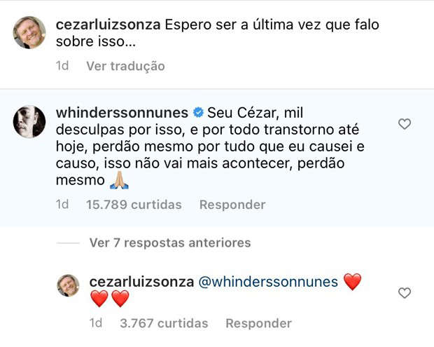 Whindersson Nunes se desculpa com pai de Luísa Sonza por declarações da mãe